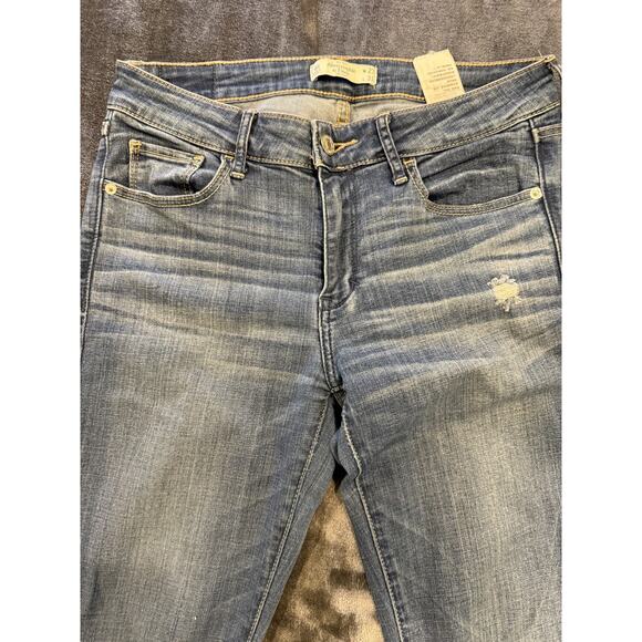 Abercrombie & Fitch Jeans Womens 4R W27 L31 Blue Distressed Skinny Raw Hem - Picture 8 of 15